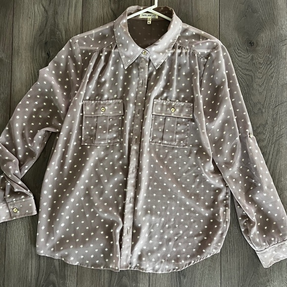 Faith And Joy Sheer Button-Up Blouse – Size PL-Women’s Top - Picture 1 of 5